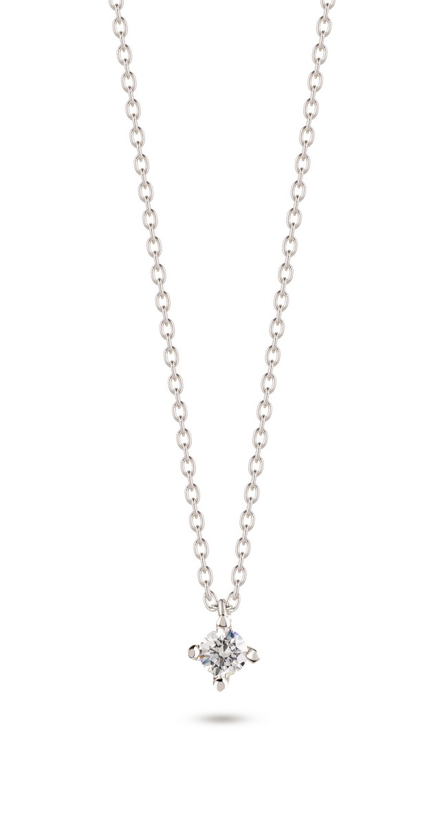 COLAR ROMANTIS EM OURO BRANCO COM DIAMANTES 
