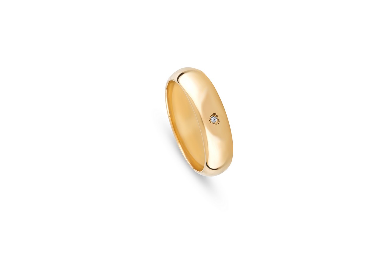ALIANÇA DE CASAMENTO ROMANTIS EM OURO AMARELO COM ZIRCÓNIA BRANCA 