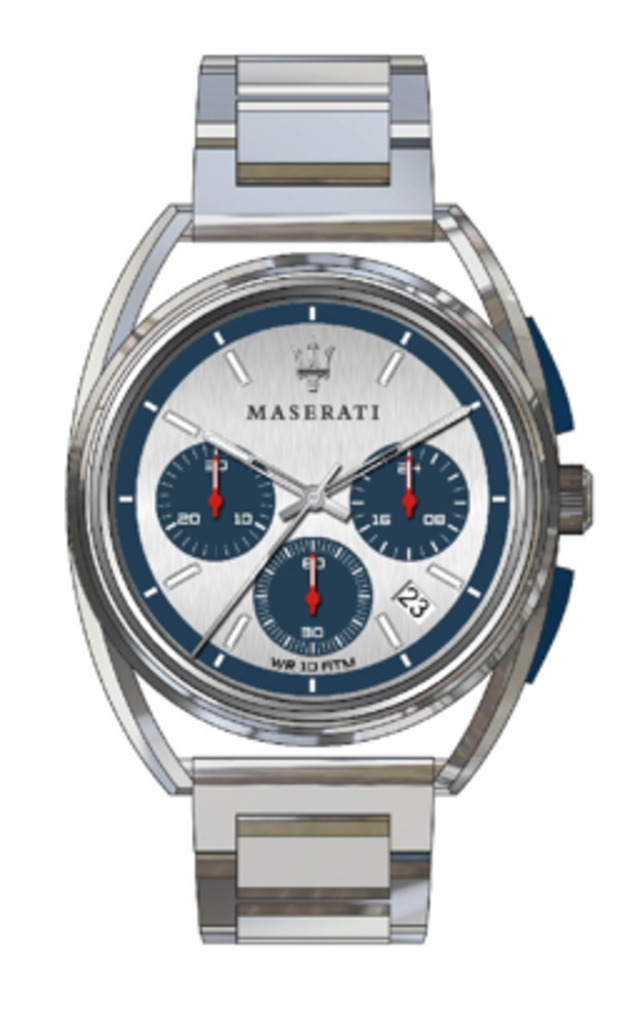 Relogio Maserati TRIMARANO 41mm CHR SIL & BLUE DIAL BR SS