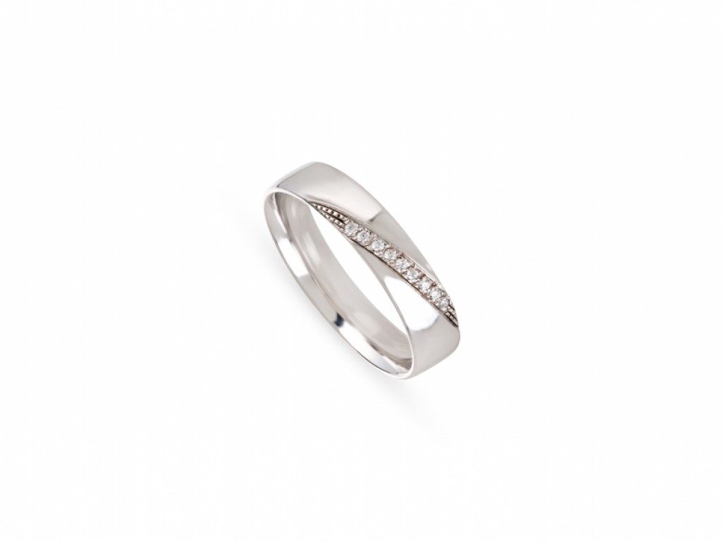 Aliança de Casamento Ouro Branco com Diamantes ALR005147B