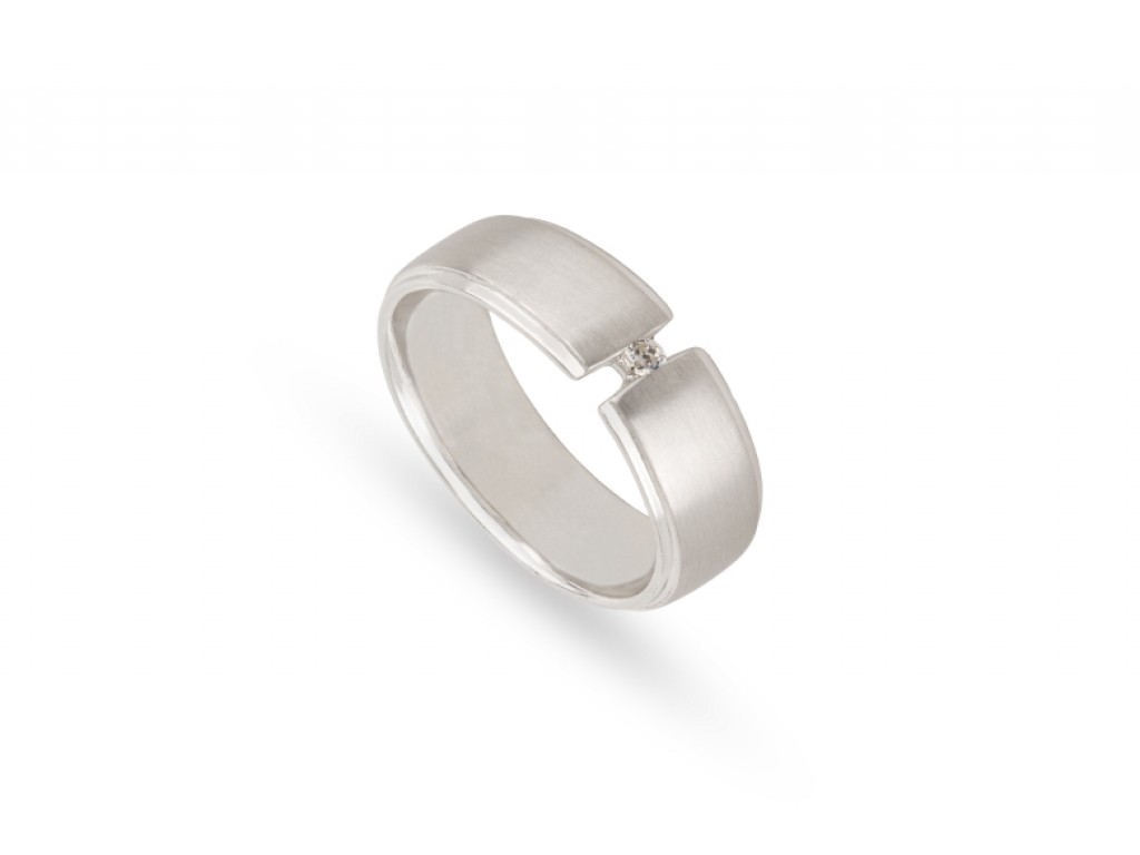 Aliança de Casamento Ouro Branco com Diamantes ALR004375B