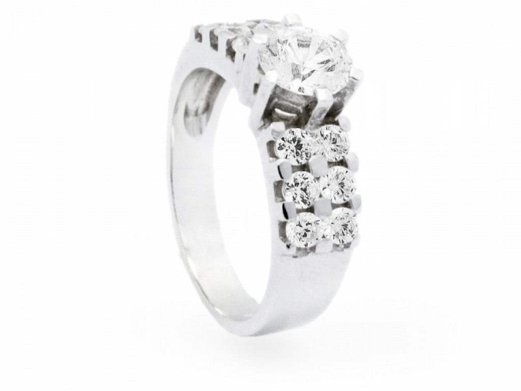 ANEL SOLITÁRIO OURO BRANCO COM Zircónias Brancas AN003648B