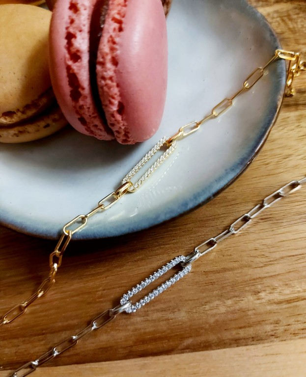 Pulseira em prata e Pulseira prata dourada 925