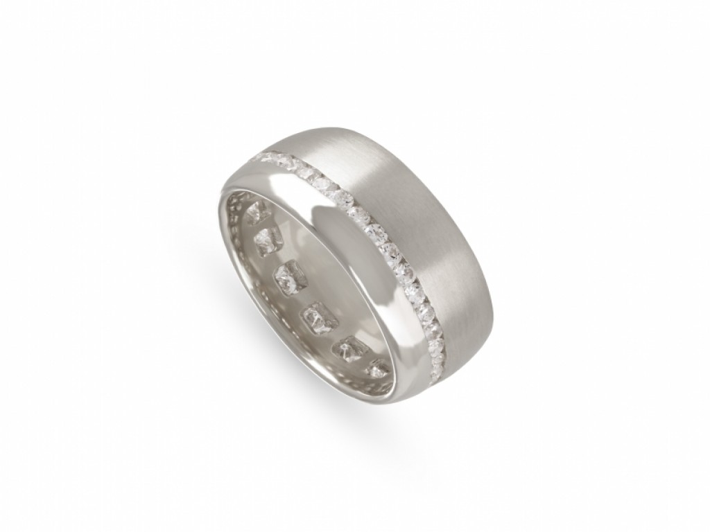 Aliança de Casamento Ouro Branco com Diamantes ALR004108B