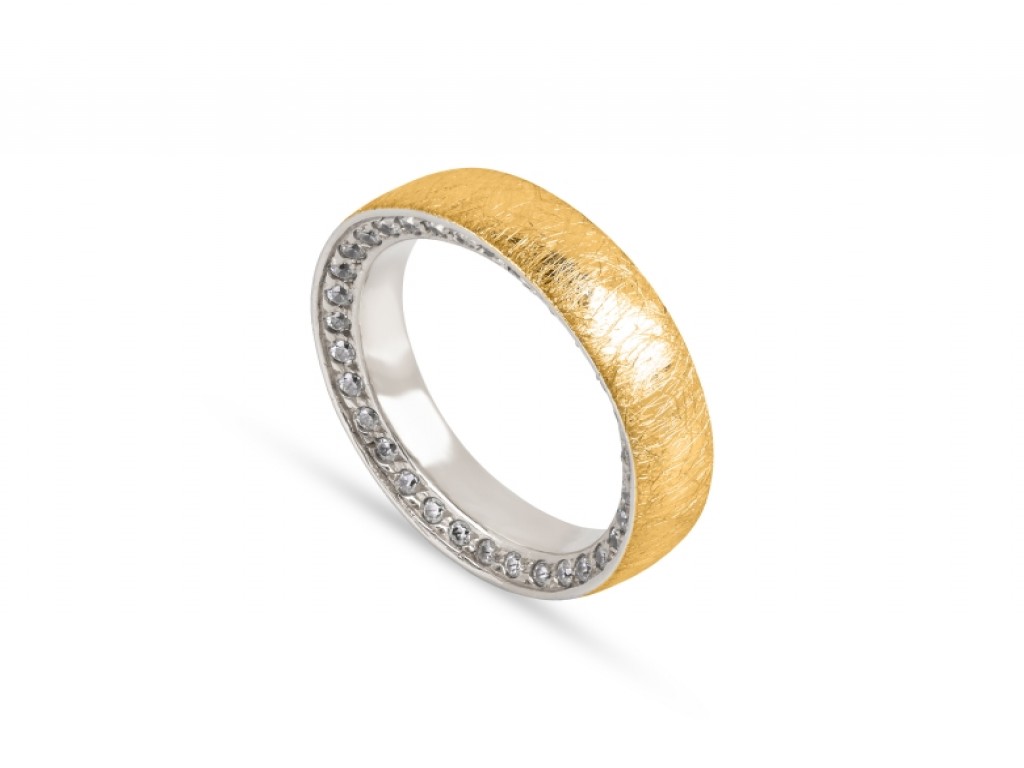 Aliança de Casamento Ouro Amarelo e Branco com Diamantes ALR005017