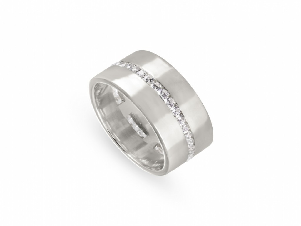 Aliança de Casamento Ouro Branco com Diamantes ALR004115B