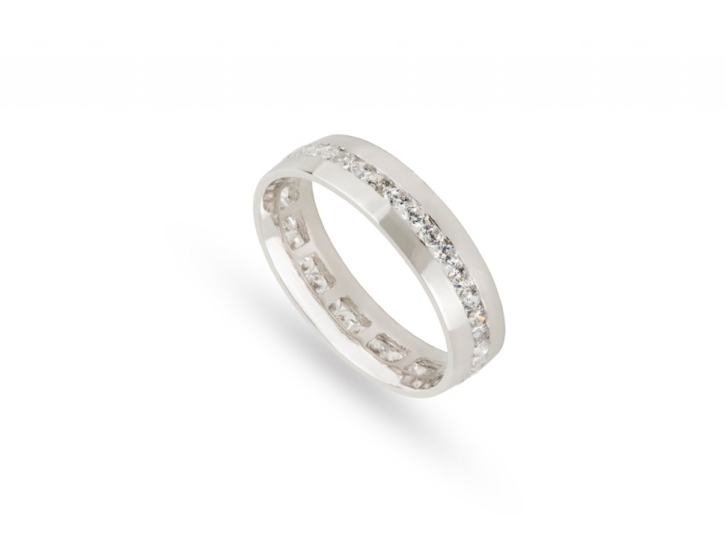 Aliança de Casamento Ouro Branco com Diamantes ALR004126B