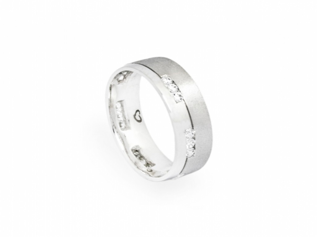 Aliança de Casamento Ouro Branco com Diamantes  ALR004098B