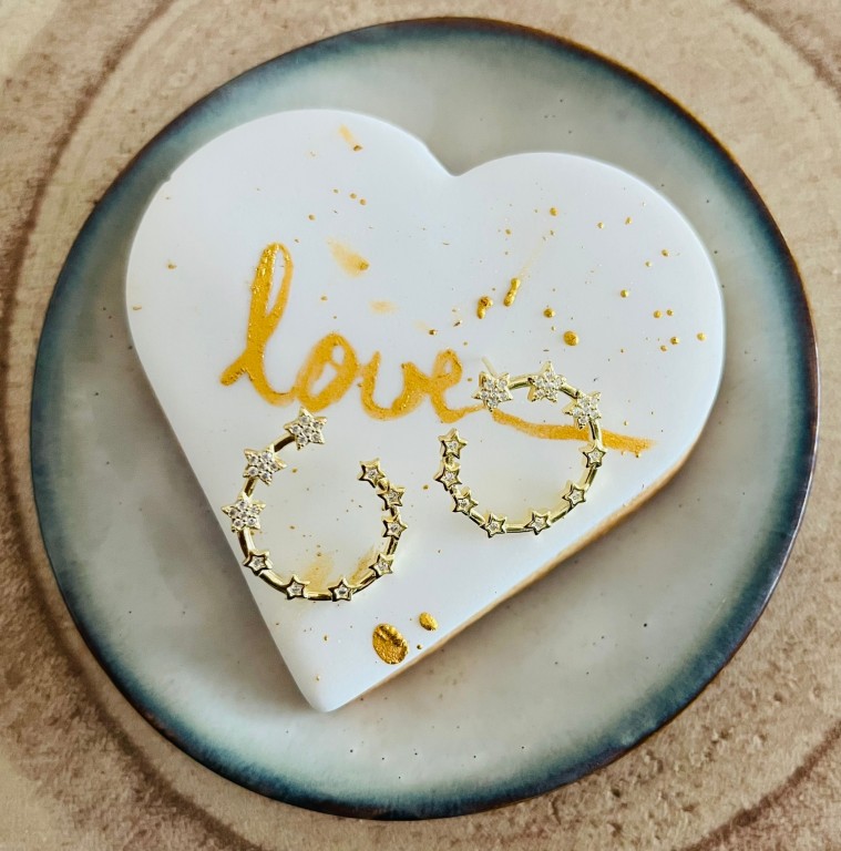 Brincos Prata 925 Dourada com Folhas