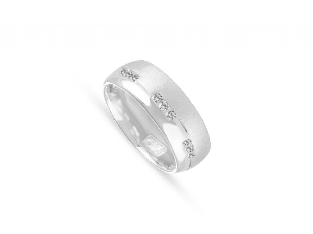 Aliança de Casamento Ouro Branco com Diamantes ALR004360B