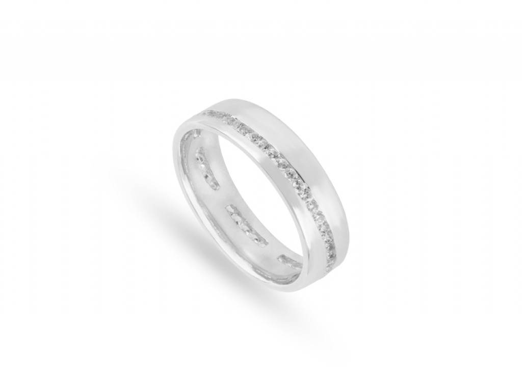 Aliança de Casamento Ouro Branco com Diamantes ALR004679B