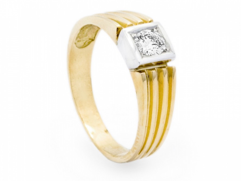 ANEL OURO HOMEM COM Zirconias Brancas