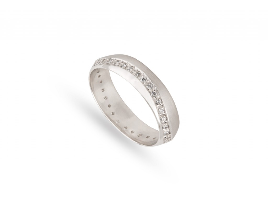 Aliança de Casamento Ouro Branco com Diamantes ALR004835B