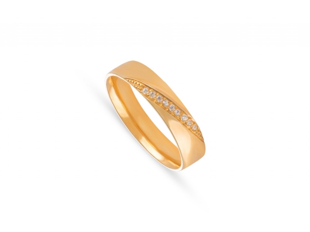 Aliança de Casamento Ouro Amarelo com Diamantes ALR005147